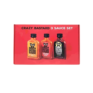 Crazy Bastard - coffret sauces piquantes mangue myrtille clementine - SWEET PEPPER 